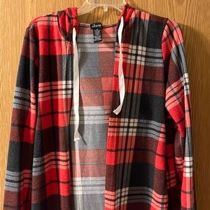 Long cardigan plaid